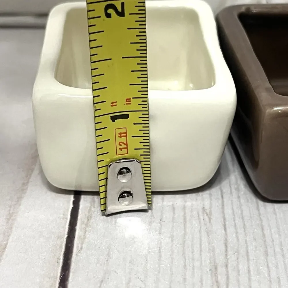 Pottery Barn Salt and Pepper Cellars Crocks with Tray Barbara Eigen